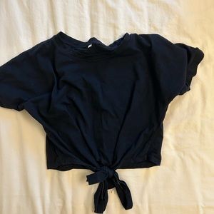black tee with front tie